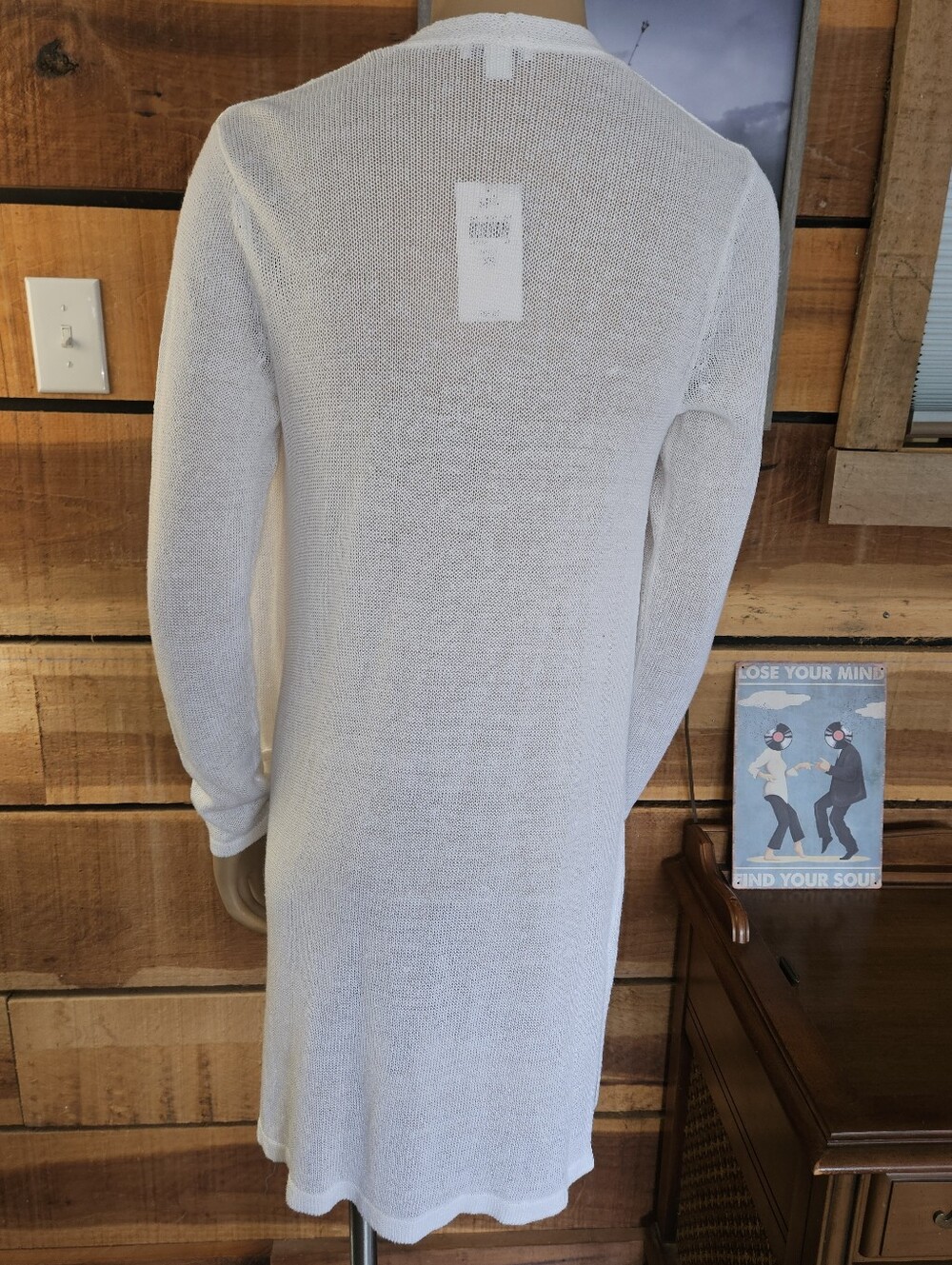 J. Jill White Open-Knit Open-Front Linen Blend Cardigan Duster XS Coastal Chic - Picture 2 of 10